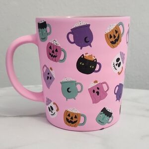 Fig & Fern Pink Spooky Halloween Mug with Pumpkin, Ghost, Cat And Witchy Designs
